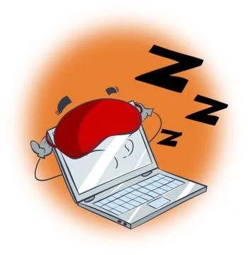 White background vector illustration of a sleeping computer Illustrazione stock
