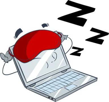 White background vector illustration of a sleeping computer Stock Illustration