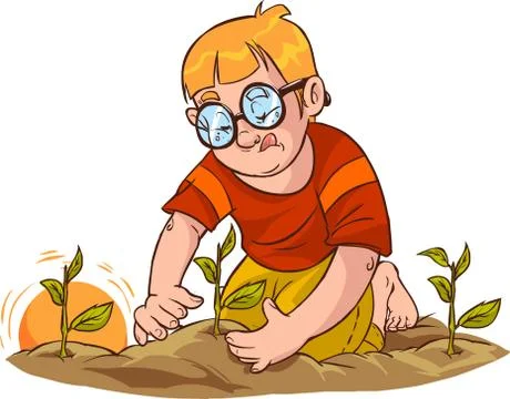 White background vector illustration of a tree seedlings child Stock Illustration