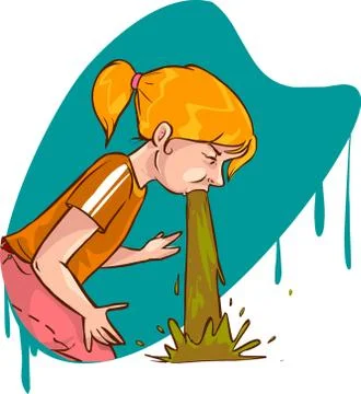 White background vector illustration of a vomit girl Stock Illustration