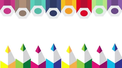 White Background Zigzag Colorful Pencils Stock Footage 343519316
