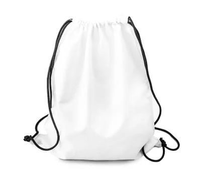 White backpack with black string Stock Photos