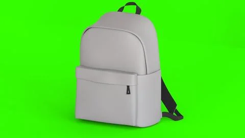 White backpack with green background Illustrazione stock