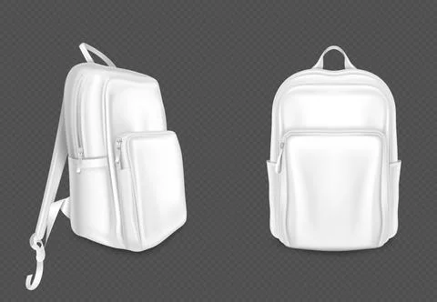 White backpack mockup front and side view Stock Illustration
