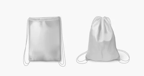 White backpack mockup with thin long drawstring イラスト素材