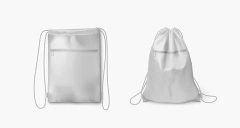 White backpack mockup with thin long drawstring イラスト素材