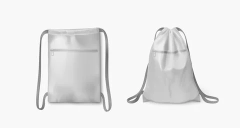 White backpack mockup with thin long drawstring イラスト素材