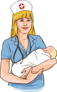 White backround vector illustration of a nurse baby Stock Illustration