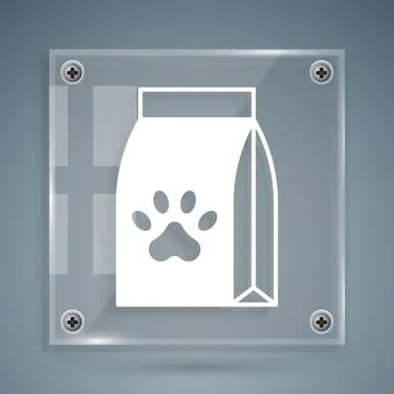 White Bag of food for pet icon isolated on grey background. Food for animals Stock-Illustration