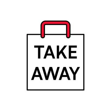 White Bag With Red Handle Take Away Icon Illustration