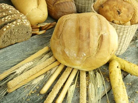 White baked bread Stock Photos