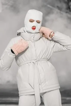 White balaclava Stock Photos
