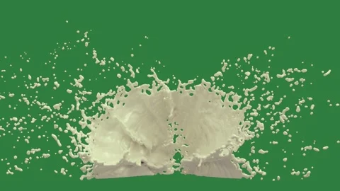 White ball and flower splash of milk glass Stock Footage 337029112