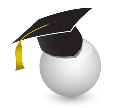 White ball with graduation cap Illustrazione stock