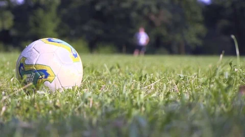 White Ball Kicked by Boy Vídeo Stock 83159931