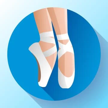 White ballet pointe shoes flat Vector illustration of gym ballet shoes standing Stock Illustration