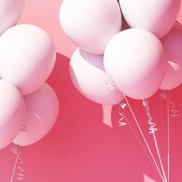 White balloon on pink background 3d rendering Stock Illustration