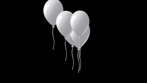 White Balloons Floating on Black Background Stock Footage 346386430