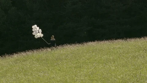 White balloons on the horizont Stock Footage 76876873