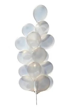 White balloons on a separate white background. Stock Photos