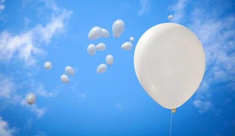 White Balloons on Sky Background Stock Photos