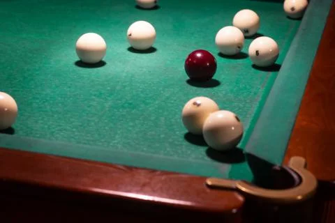 White balls on a billiard table Stock Photos