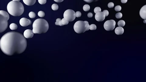 White balls float in the sky on an electric blue background Stock Footage 267881976