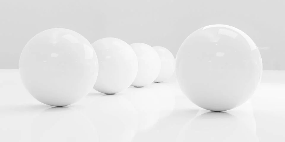 White balls with reflection macro white texture background 3d render Illustrazione stock