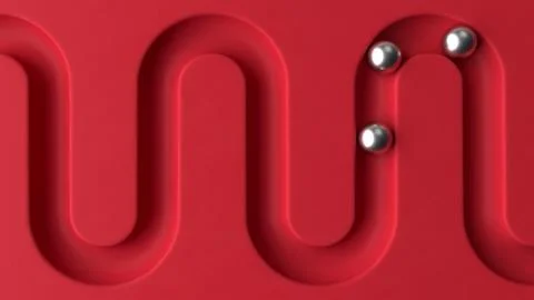 White balls rolling in geometry deepening Stock Illustration