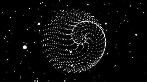 White balls spiral pattern motion graphics with night background Stock Footage 172174246