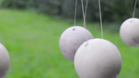 White balls on strings Stock Footage 226247951