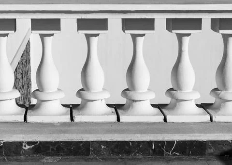 White balusters. Abstract classical architecture exterior fragment Stock Photos
