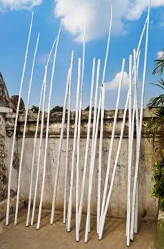 White bamboo pole Stock Photos