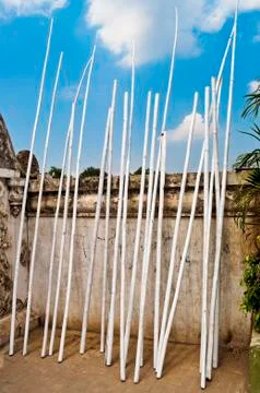 White bamboo pole Stock Photos