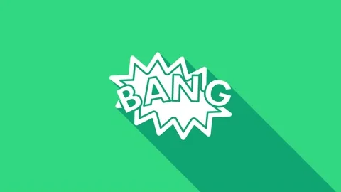 White Bang boom, gun Comic text speech bubble balloon icon isolated on green Stock Footage 146947805