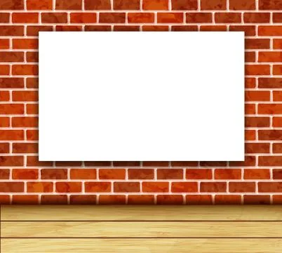 White banner on brick wall vector Stock Illustration