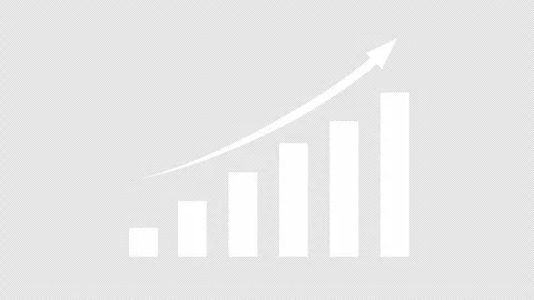 White bar chart animation with rising arrow on transparent background. Stock Footage 311262885