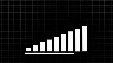 White bar chart graph animation shows financial growth on a dark grid background Stock Footage 336677798