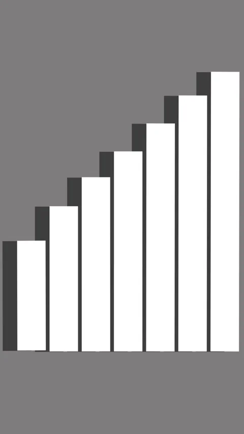 White bar chart graph with increasing levels and shadow. Business data stat.. Stock Footage 345963393