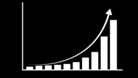 White bar chart increase animation displays exponential growth curves. Bar .. Stock Footage 340999678