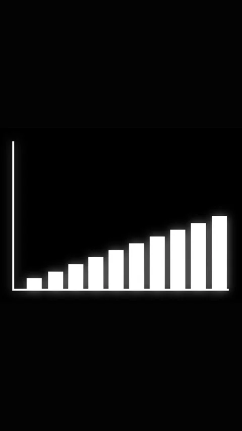 White Bar Chart with Increasing Heights on Black Background graph data Stock Footage 337460340