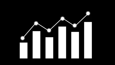 White bar chart line graph animation displays rising trend lines on screen... Stock Footage 340999667