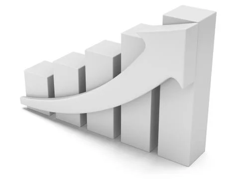 White bar graph with red arrow Stock Illustration