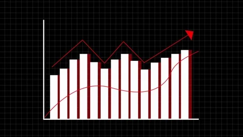 White bar graph with red lines and arrow. Bar graph symbol for business suc.. Stock Footage 337815991