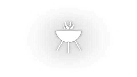 White barbecue icon with shadow isolated on white background. Stock Footage 205066096