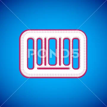White Barcode icon isolated on blue background. Vector Illustrazione stock