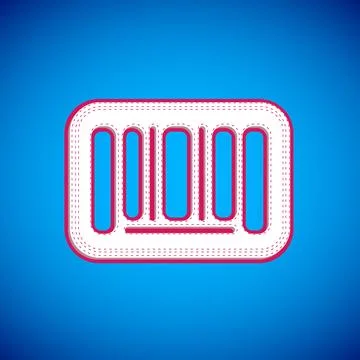 White Barcode icon isolated on blue background. Vector Illustrazione stock
