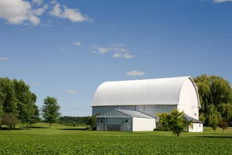 White Barn with Copy Space Stock Photos