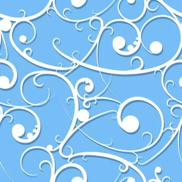 White baroque seamless pattern in victorian style Stock Illustration