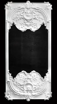 White bas relief frame over black wall Stock Photos